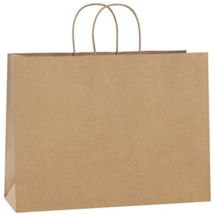 BagDream 100Pcs 16x6x12 Inches Kraft Paper Bags with Handles Bulk