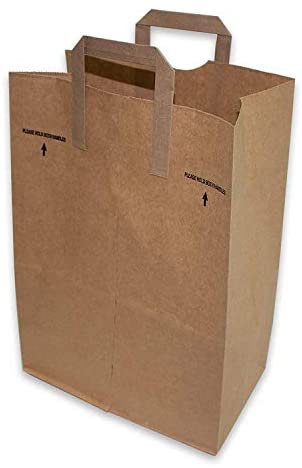 50 Paper Retail Grocery Bags Kraft with Handles 12x7x17 by